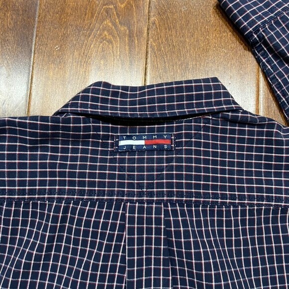 Tommy Jeans Hilfiger Vintage Y2K Button Down Checkered Shirt Navy Red Size XXL - Picture 4 of 8